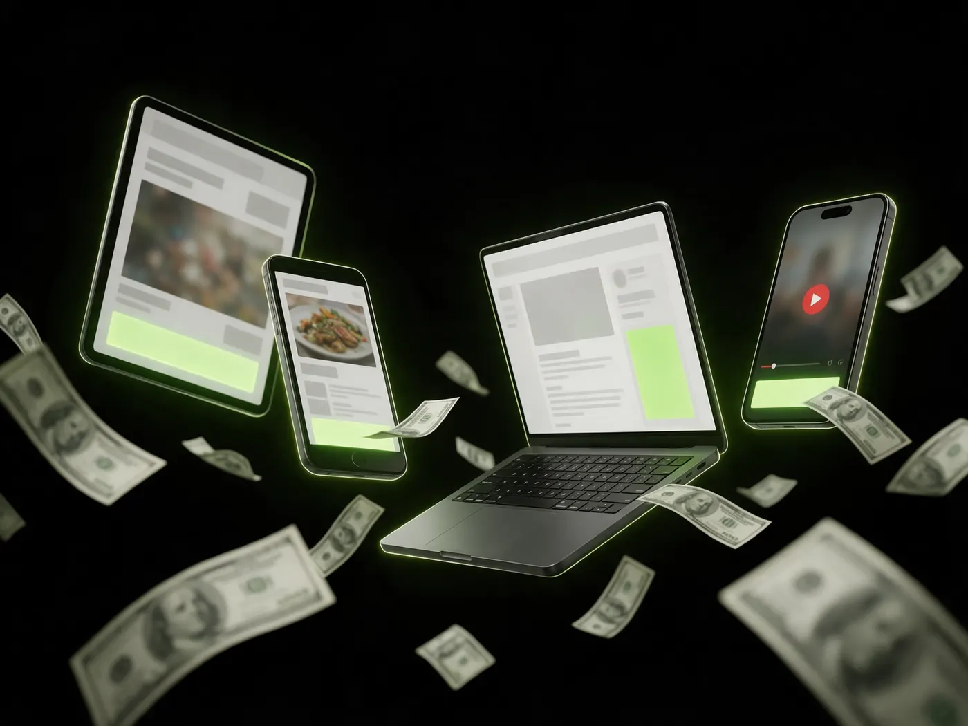Portal de notícia, site de receita, blog e vídeo lucrando com anúncios