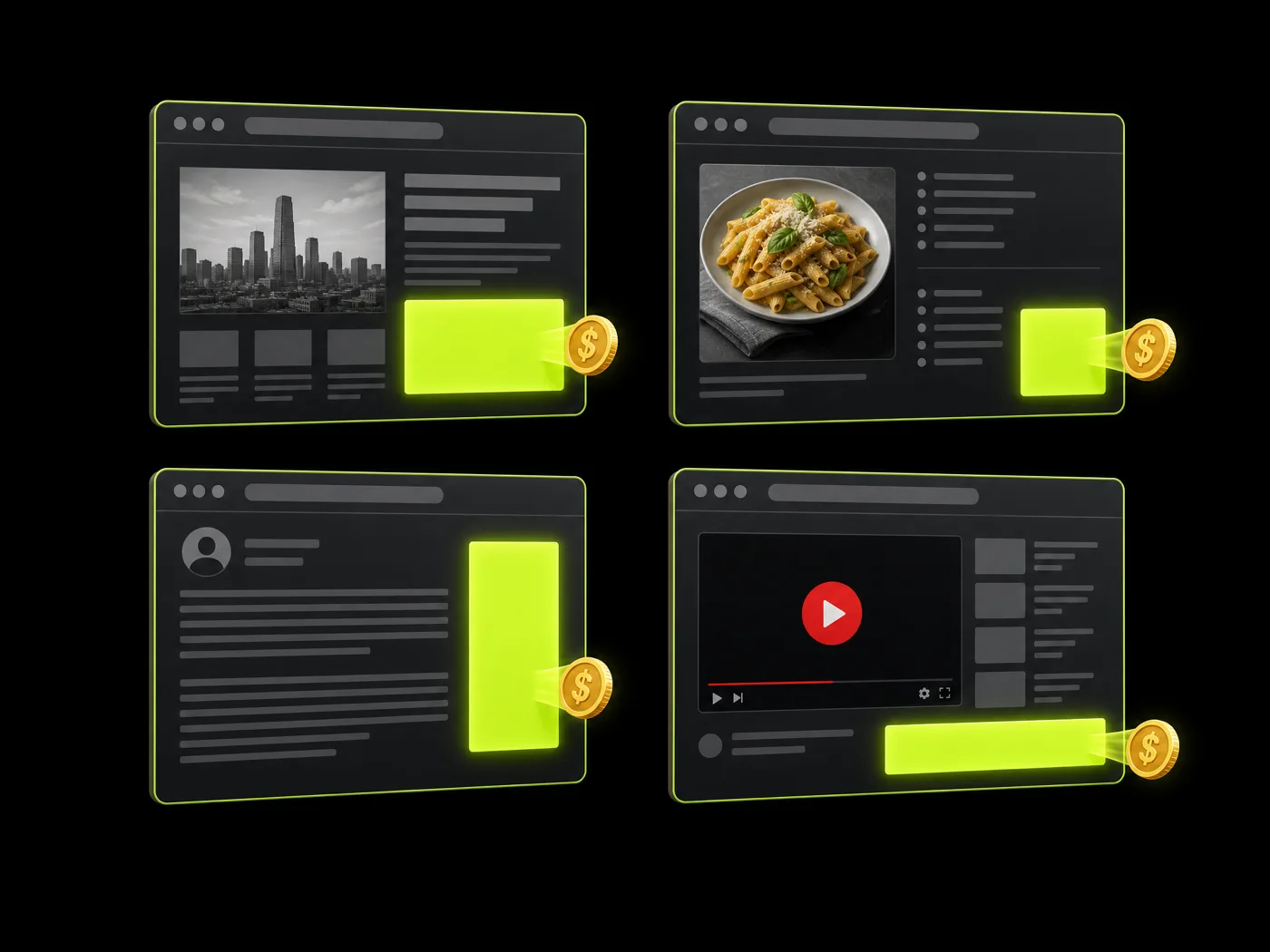 Portal de notícia, site de receita, blog e vídeo lucrando com anúncios